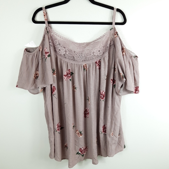 torrid Tops - Torrid Cold Shoulder Lace Trim Blouse Size 2X